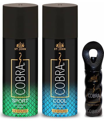 ST.JOHN Cobra Sport ,Live 150ml & Cobra 15ml Deodorant Spray & Perfume for Men (315ml) - Pack of 3