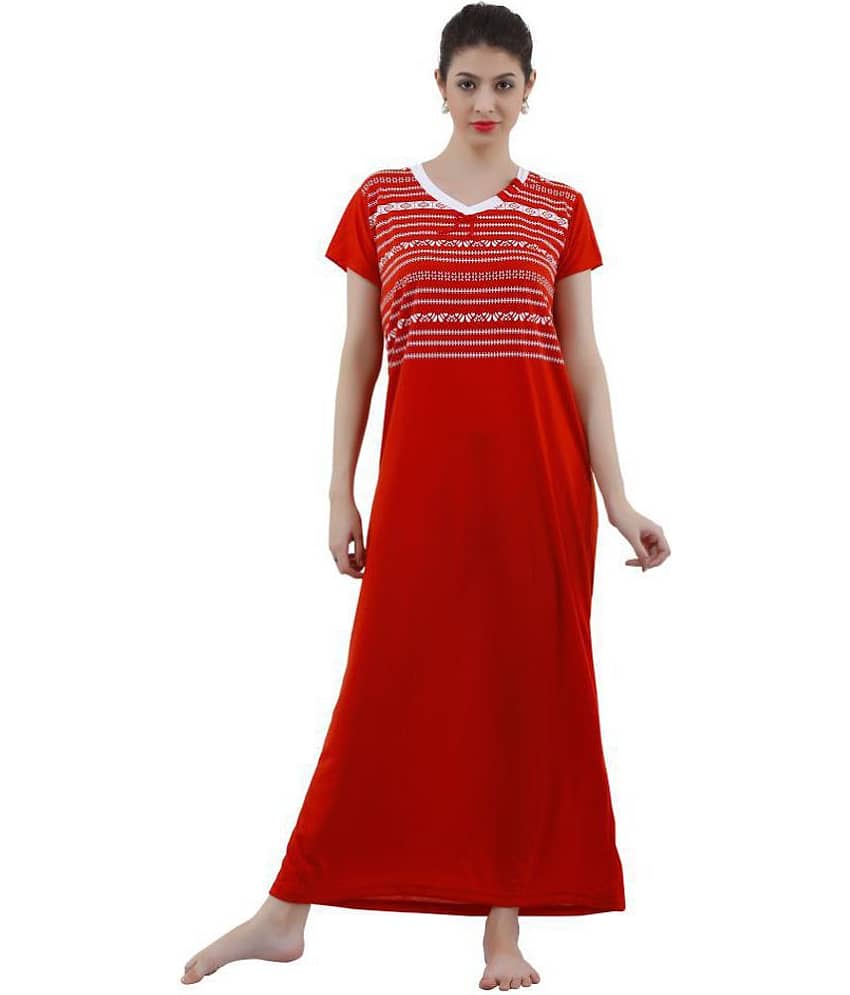 Reposey Viscose Night Dress - Red Single