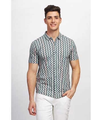 BULLMER Cotton Blend Regular Fit Printed Half Sleeves Men's Casual Shirt - Teal ( Pack of 1 )