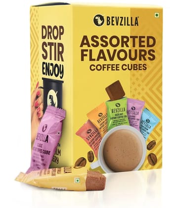 Bevzilla 10 Instant Coffee Cubes Pack with Organic Date Palm Jaggery, 5 Flavours, 100% Arabica Coffee, Best Coffee (Assorted)