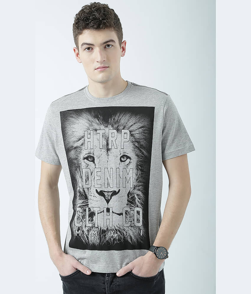 Huetrap Pack of 1 Cotton Regular Fit Men's T-Shirt ( Grey )