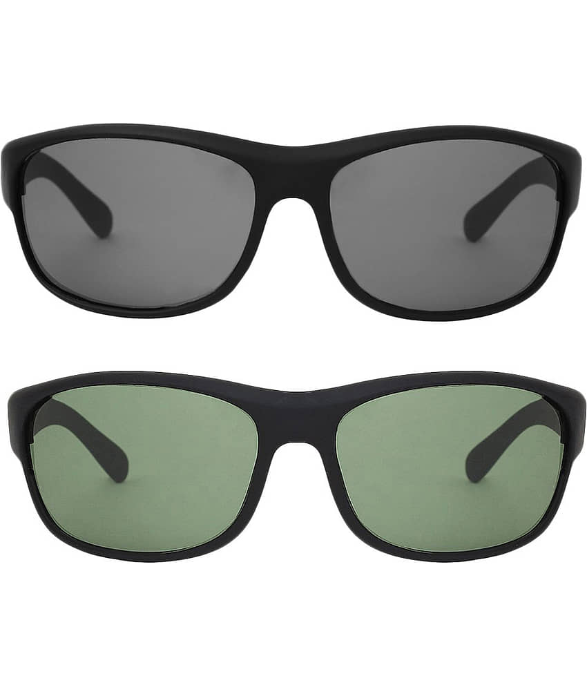 Kanny Devis - Black Wrap Around Sunglasses ( Pack of 2 )