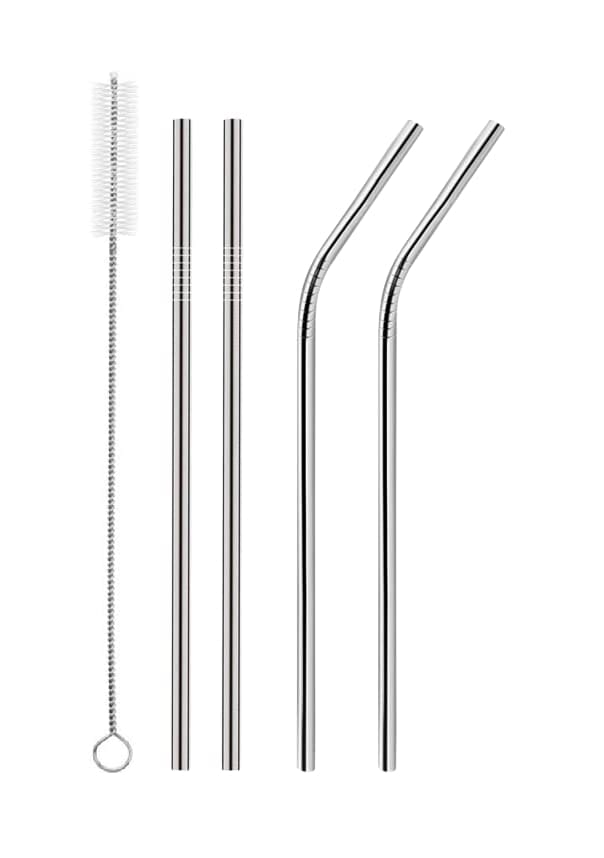 Breepree Stainless Steel Straw Set Reusable Ecofriendly Drinking Straws with Cleaning Brush