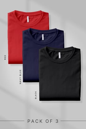Pack 3 - Red, Navy Blue & Black - Classic Crew-M