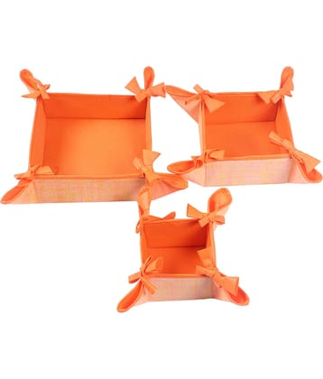 PrettyKrafts Fancy Packing Cover, 2 in 1 Color Foldable Tray, Set of 3, Jute Orange