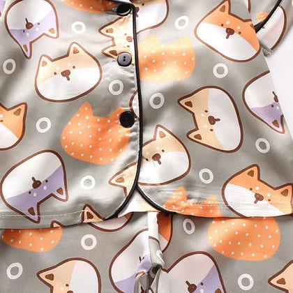 3 NIGHT SUITS COMBO FOR BOYS AND GIRLS (PRINTED DESIGN SKY BLUE PEACH MULTI)-1-2 YEARS