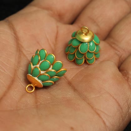 2 Pairs Pacchi Jhumka PARROT GREEN 14x19 mm-Green / Acrylic