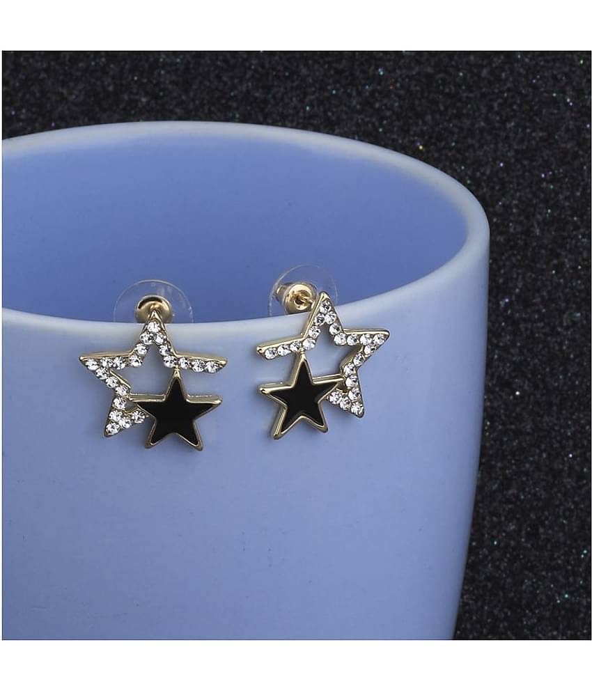 Silver Shine - Golden Stud Earrings ( Pack of 1 )