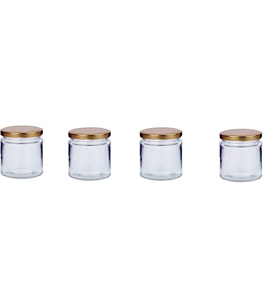 AFAST Coockes Jar Glass Transparent Cookie Container ( Set Of 4 )