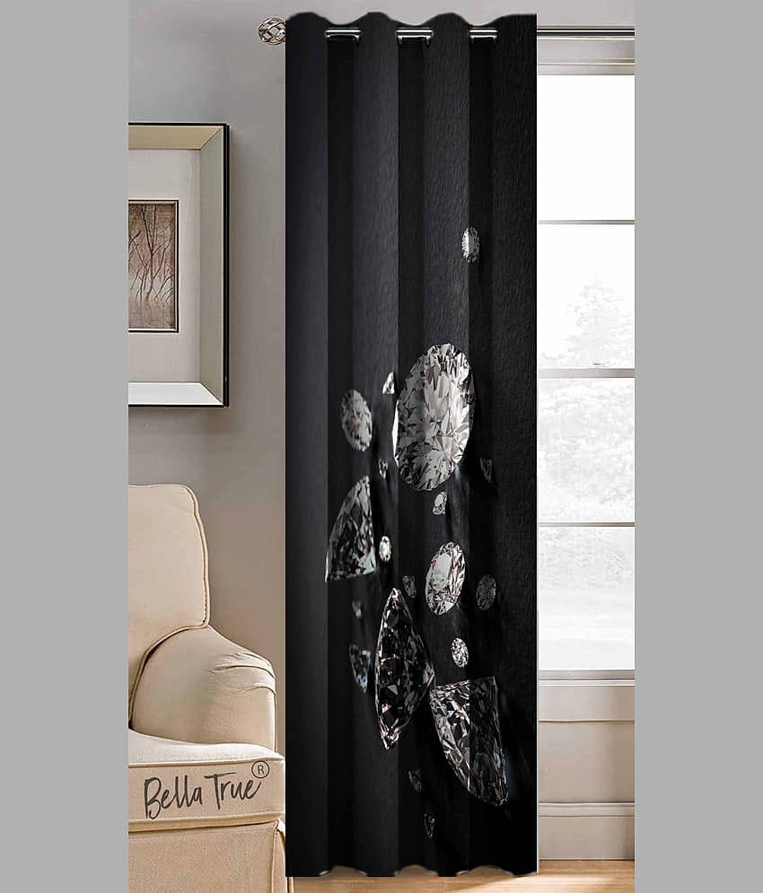 BELLA TRUE Abstract Printed Semi-Transparent Eyelet Curtain 7 ft ( Pack of 1 ) - Multicolor