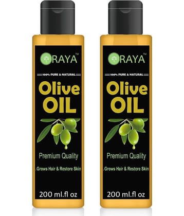 ORAYA 100% Organic Premium Virgin Olive Oil For Hair Growth- 400 ml Pack of 2