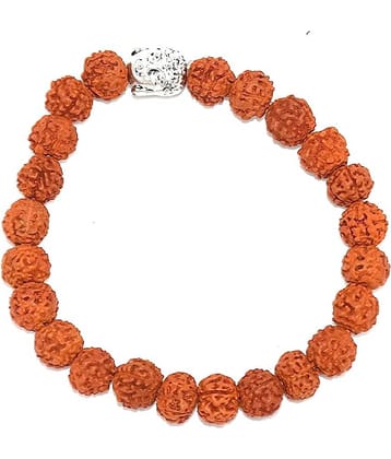 Rudra Divine Natural Brown Buddha Rudraksha Bracelet for Men and Women
