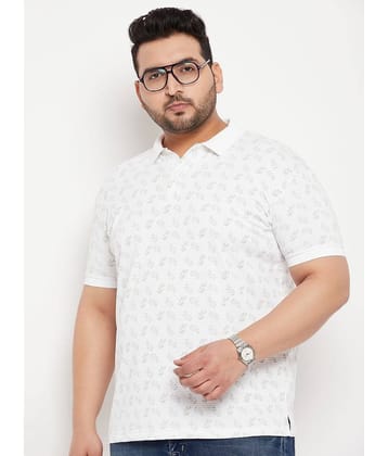 MXN Pack of 1 Cotton Blend Regular Fit Printed Half Sleeves Men's Polo T Shirt ( White )