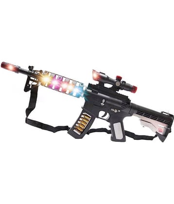 TOY DEKHO  A-K-4-7 Light and Sound Musical PUBG Gun Toy With Vibration and Laser Projection AK47 M4 Toy Gun For Kids Boys Girls Age 3,4,5,6+ Years - Black (Plastic)