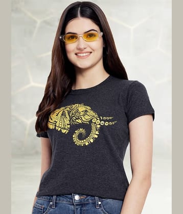 Fabflee Women Cotton Printed Regular Fit Round Neck T-Shirt ( Grey )