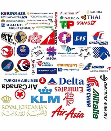 iDream Airline Logo Aviation Travel Trip Stickers DIY for Suitcase, Laptop etc. (Set of 50)