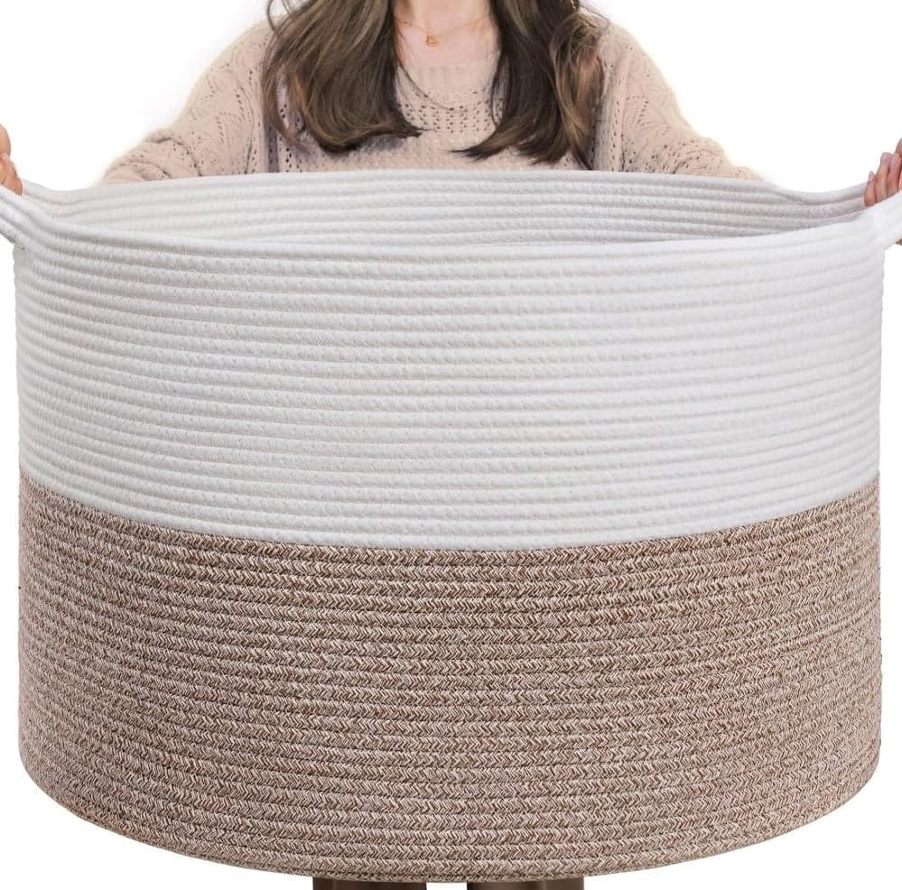 Generic Cotton Pack Of_1 16x14 Inch Storage Basket For Clothes With Out Lid (Kidi-White)-PID66442