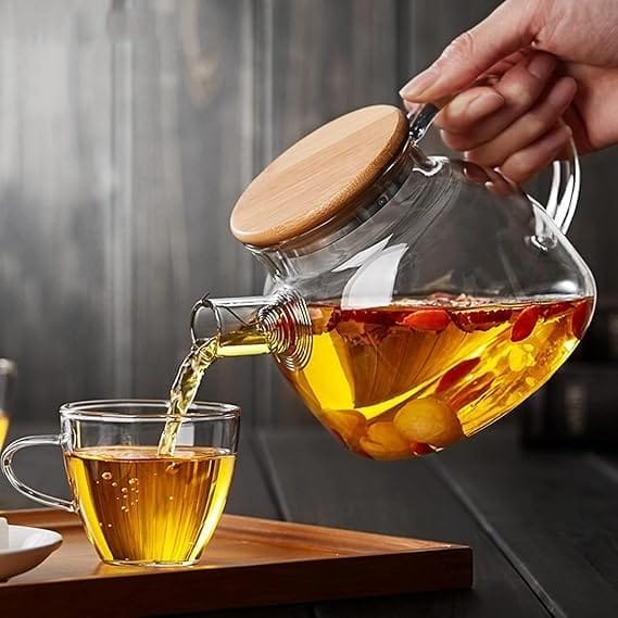 Glass teapot Kettle Teapot with Stainless Steel Infuser, Glass Teapot for Loose Leaf Tea, Blooming Tea, and Herbal