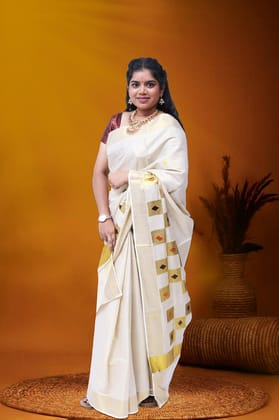 MK-2792 GOLD TISSUE SAREE 6.25 MTR