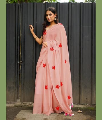 SARADA HANDLOOM Cotton Woven Saree With Unstitched Blouse Piece ( Peach )