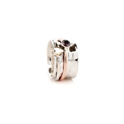 RoseGold with Gems Fluid | 925 Silver Ring for Women & Men-Amethyst / 10