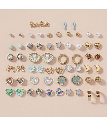FASHION FRILL Golden Stud Earrings ( More Than 10 )