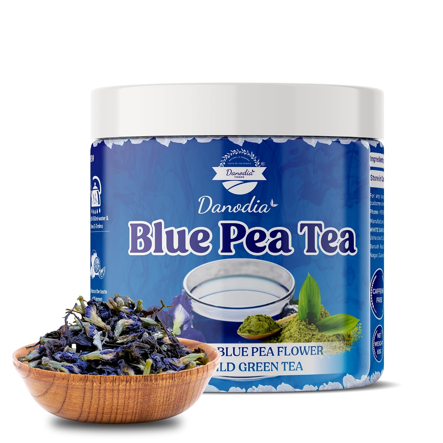 Danodia Foods Blue Pea Tea With Wild Green Tea, 60 gm