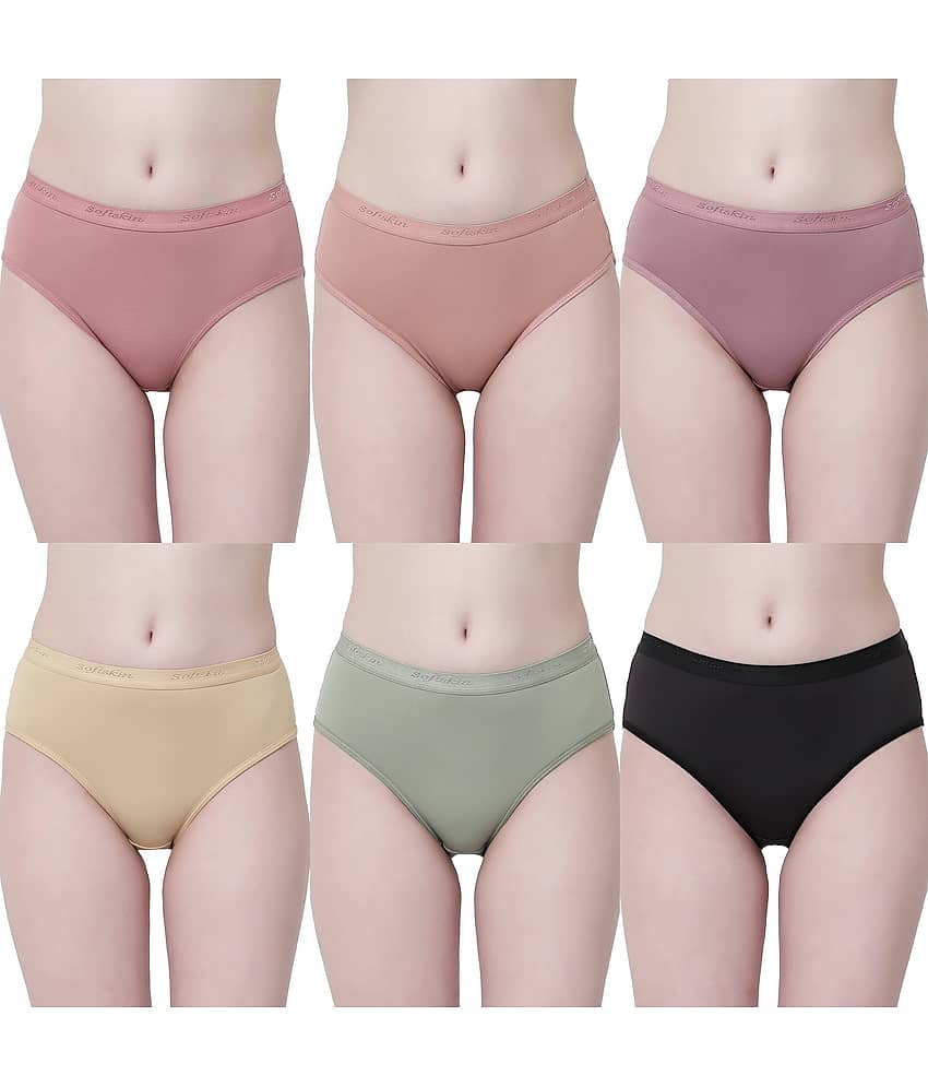 Softskin Pack of 6 Modal Solid Women's Hipster ( Multi Color )