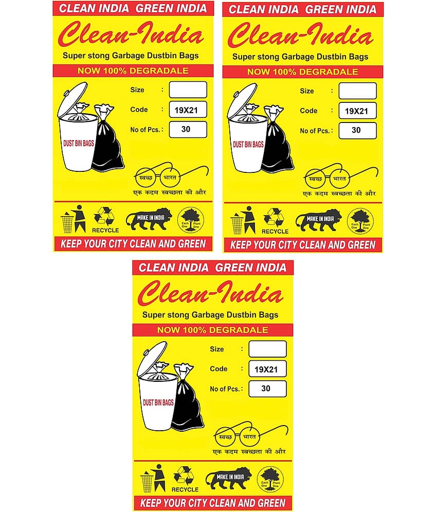 C-I - 90Pcs. Premium Medium Garbage Bags | Black 18X20 | Disposable Kitchen Garbage Trash Waste Dustbin Bags