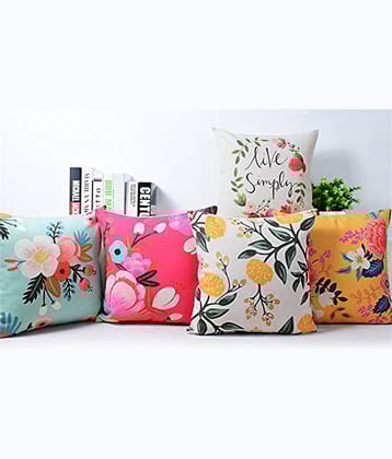 Aazeem Set of 5 Polyester Cushion Covers 40X40 cm (16X16)