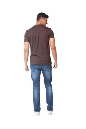 Kinnko Premium Cotton Mens Plain T-Shirt  Brown