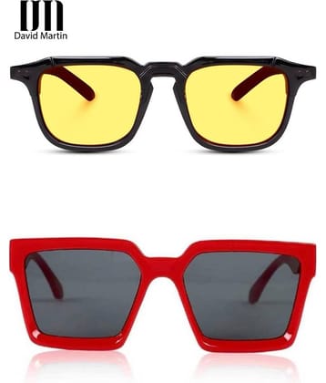 David Martin Multicolor Square Sunglasses ( Pack of 2 )