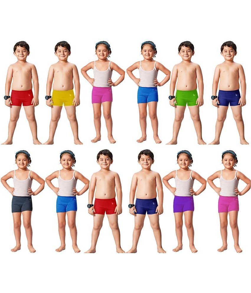 Dixcy Josh Cotton Plain Multicolour Shorty for Kids/Boys/Girls - Pack of 12