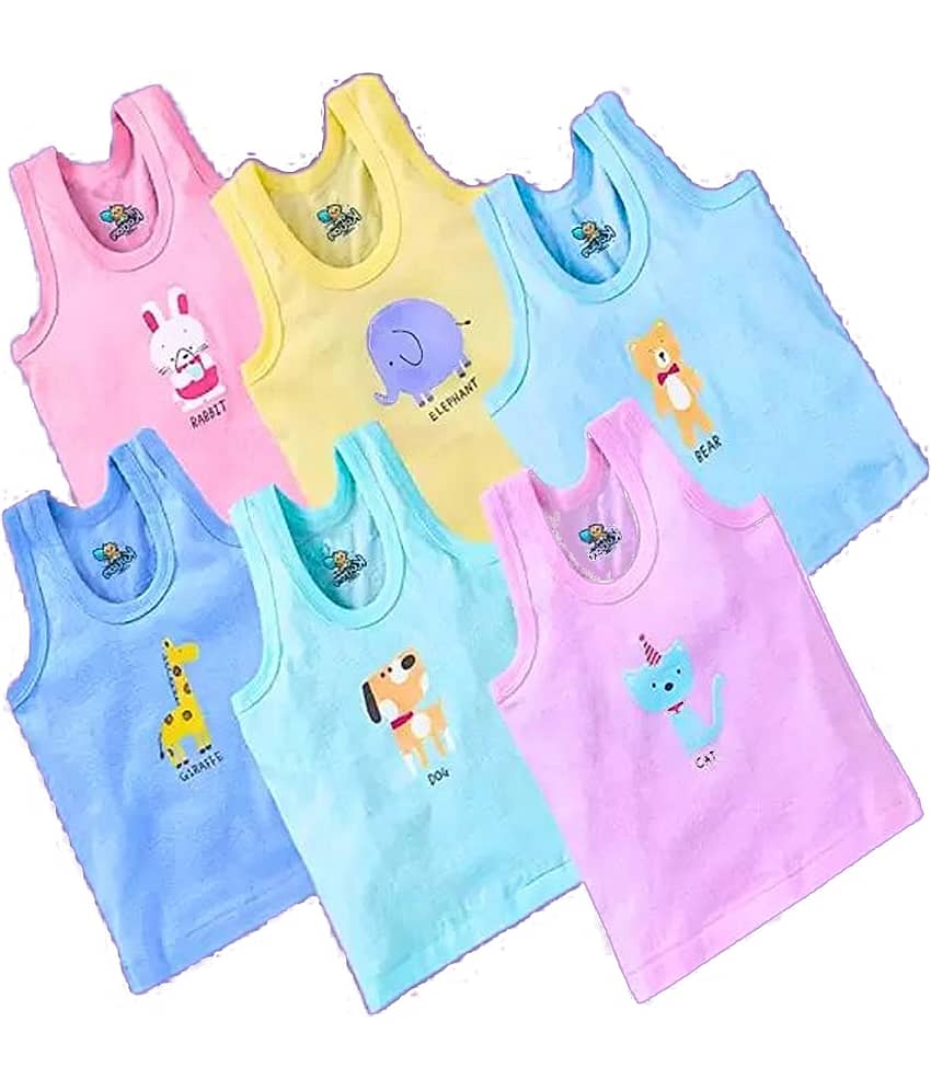 CAVENDRES Pack of 6 Boys Cotton Blend Vest ( Multicolor )