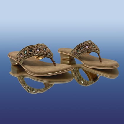 ZariGlow Embellished Antique heels-Antique / 36