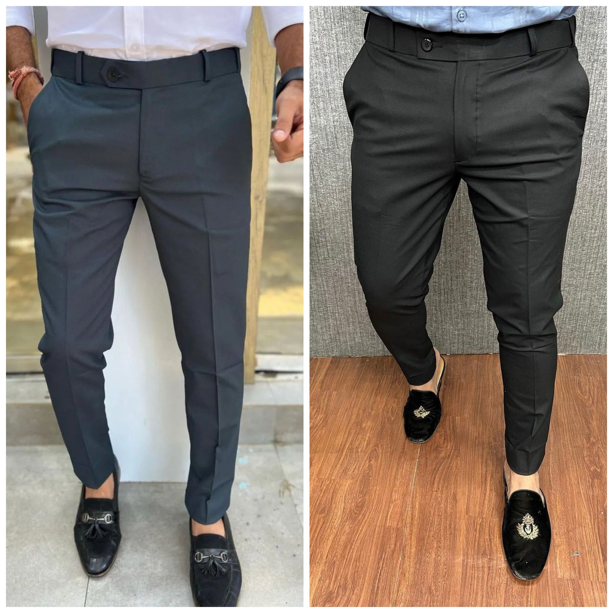 Dark Grey & Black Waist Adjustable Pant Combo-28