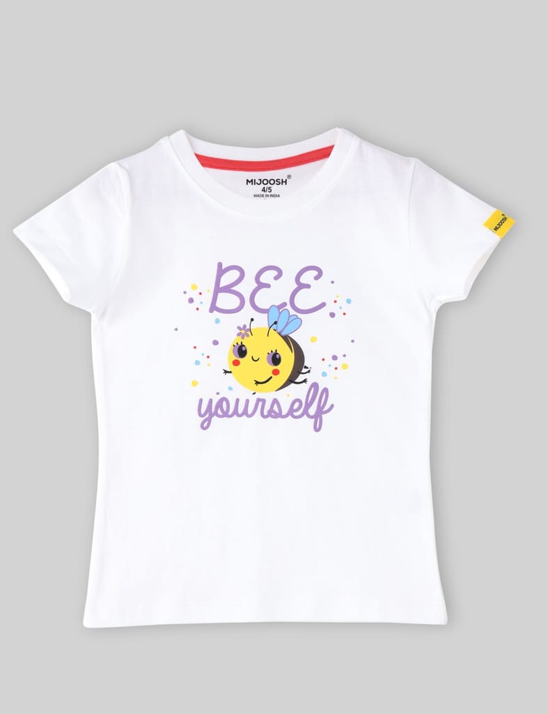 Modern Kids Girls T shirt Cotton White Honeybee 2025 at ShopCircuit | ONDC