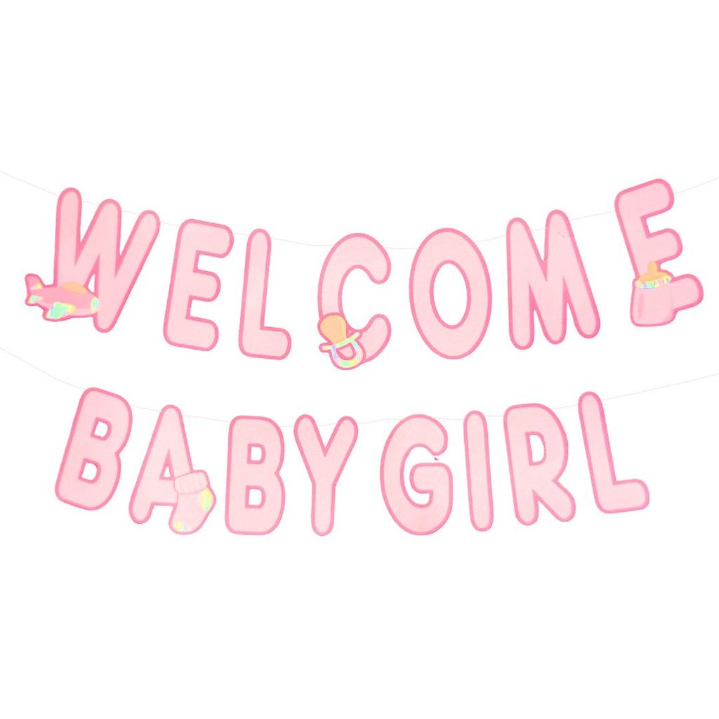 Welcome Baby Girl Pink Flag Banner - 9 inches - 1PC - Party and Festive Needs | Buy online on ZillyBuy