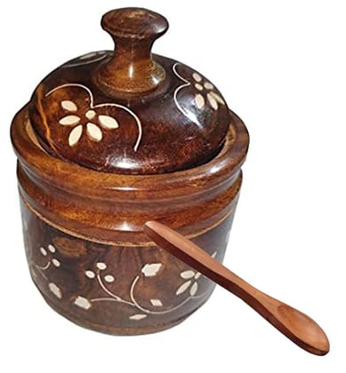 Brown wooden spice container
