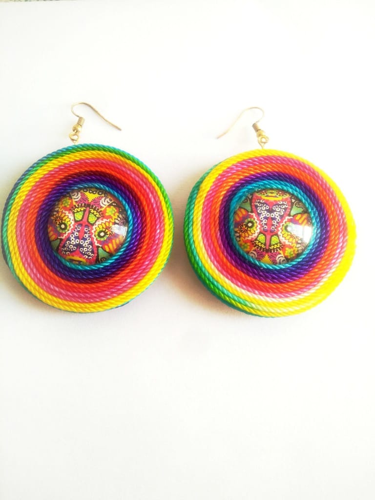 BRIGHT COLORS CIRCLE GLASS EARRINGS