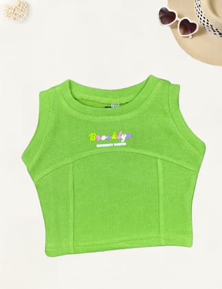 Girls Summer Tank Top [GT-607] [1-12Years]-9-10Y (Size - 32) / Green / Imported