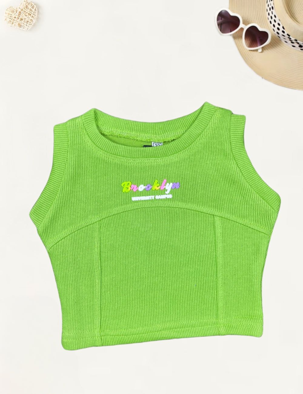 Girls Summer Tank Top [GT-607] [1-12Years]-9-10Y (Size - 32) / Green / Imported