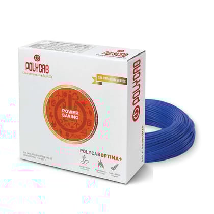 Polycab Optima Plus FR-LF 1 SQ-MM, 90 Meters PVC Insulated Copper Wire Single Core Flexible House Cable for Domestic & Industrial Connections Electric Wire (Blue)