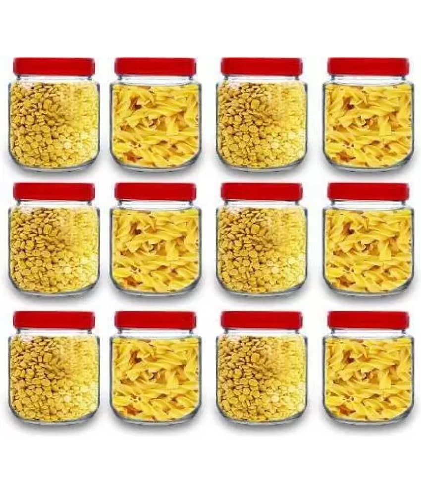 skwaion - Red Glass Spice Container ( Set of 12 ) - 400 ml