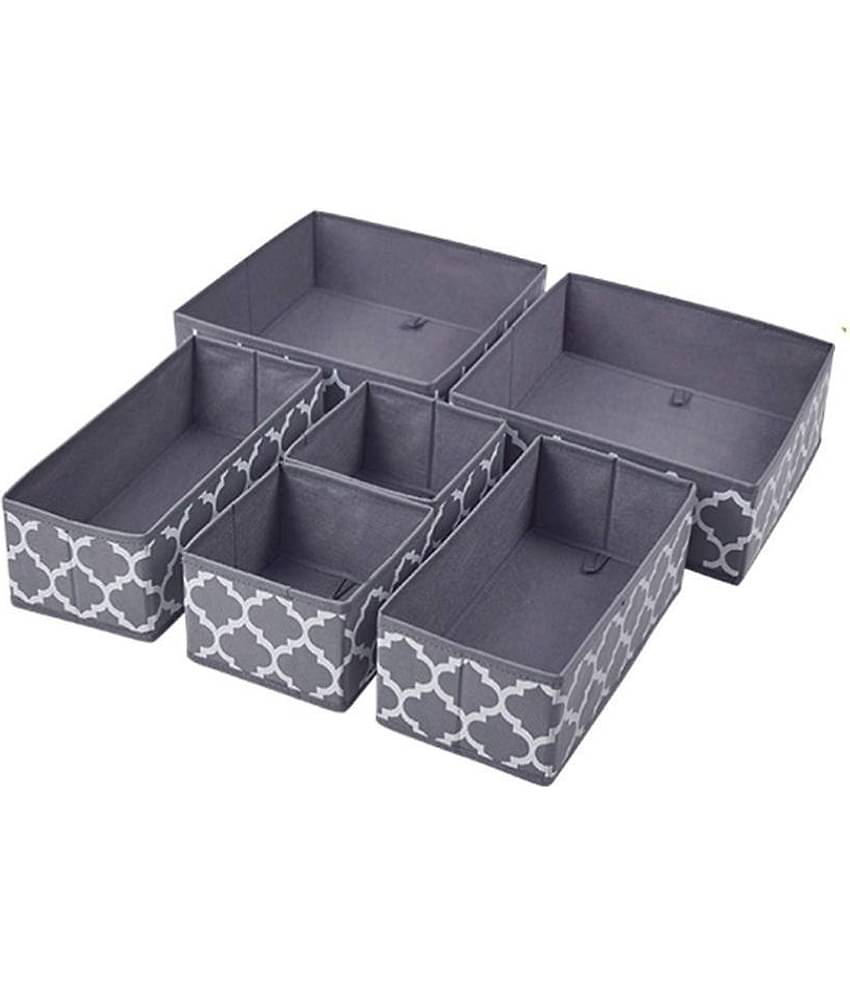 House of Quirk Foldable Cloth Storage BoxCloset Dresser Drawer Organizer Cube Basket Bins Containers Divider with Drawers for Underwear, Bras, Socks, Ties, Scarves, Set of 6