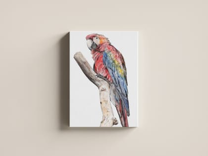 FURNISHUB Majestic Scarlet Macaw - Stunning Parrot Portrait Painting | Wall Art Painting | Home Decor Articles | Wall Painting for Living Room, Bed Room | Wall Decor Art Piece