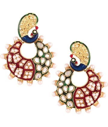 The Jewelbox Multi Pearl Brass Gold Plated Hanging| Dangle Earrings