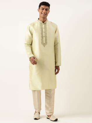 Pistachio Embroidery Kurta Set-Made To Measure / Only Kurta - No Lowers