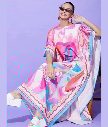 StyleStone - Peach Satin Women's Kaftan ( Pack of 1 )