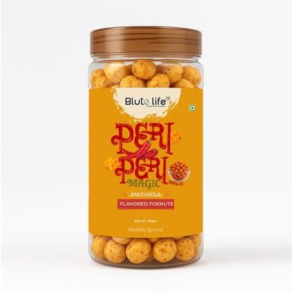 Blute life Roasted/Flavoured Makhana | High In Protein | High Fiber | Calcium Rich | Low Cholestrol | No Palm Oil | 80g Pack (Super Crunchy Roasted/Flavoured Makhana) (80g, Peri Peri Magic)